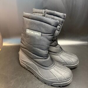 Polaris Black Winter Snow Boots Mens Size 7 Kids Zipper All Weather